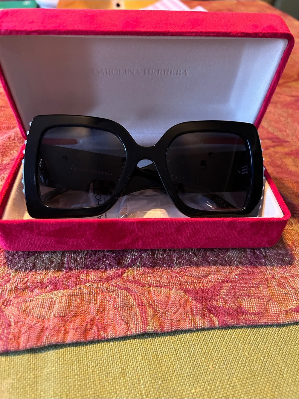 Carolina Herrera Black Square Oversized Sunglasses